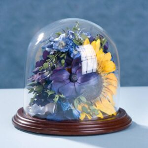 small dome floral keepsake with walnut base