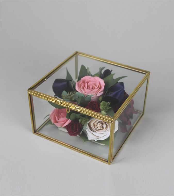 Small Glass Desk Box with Floral Cluster