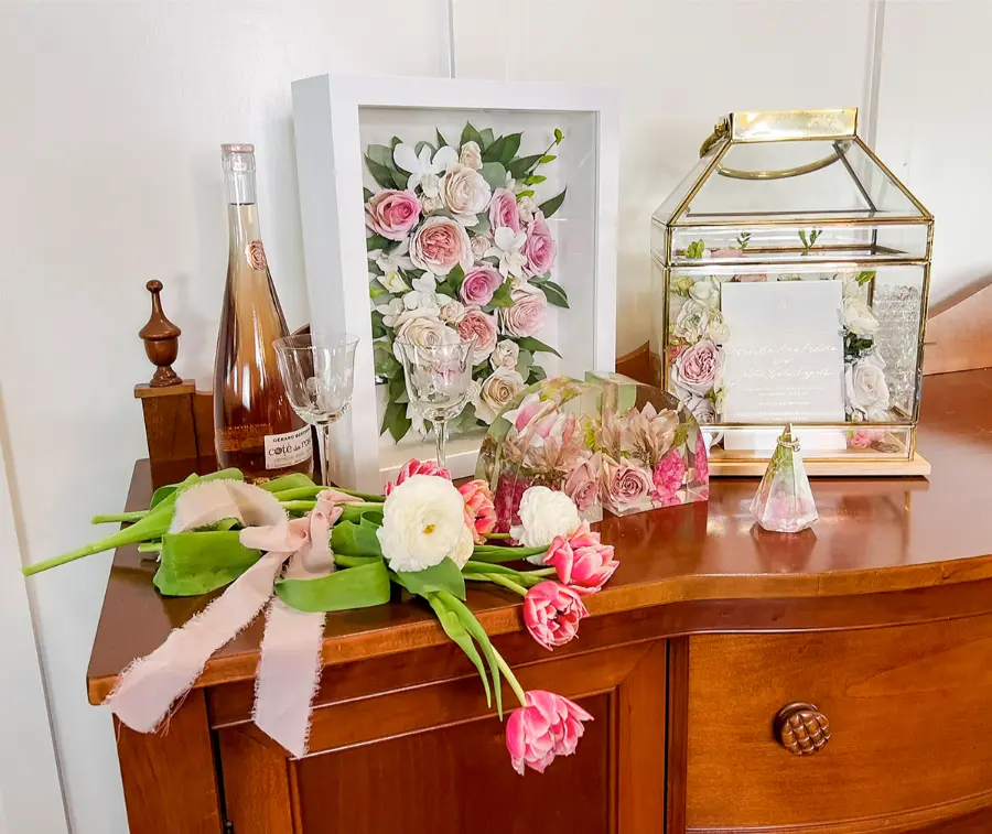 pink flower bouquet preserved