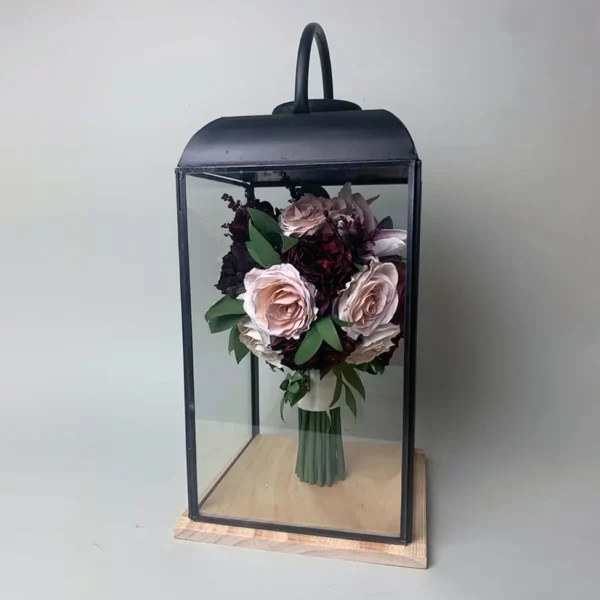 Tabletop Hand-Tied Bouquet Design in Soho Lantern | 8x8x18 - Image 2