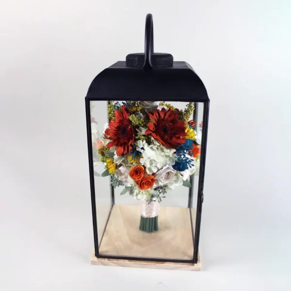 Tabletop Hand-Tied Bouquet Design in Soho Lantern | 8x8x18 - Image 4