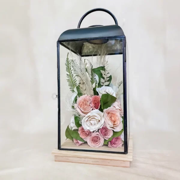 Tabletop Full-Garden Floral Design in Soho Lantern | 8x8x18