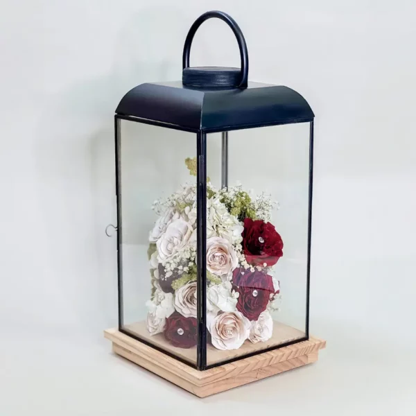 Tabletop Full-Garden Floral Design in Soho Lantern | 8x8x18 - Image 2