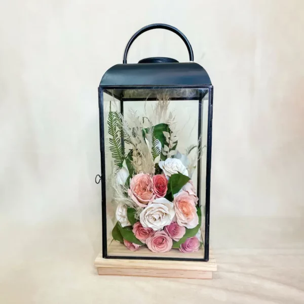 Tabletop Full-Garden Floral Design in Soho Lantern | 8x8x18 - Image 3
