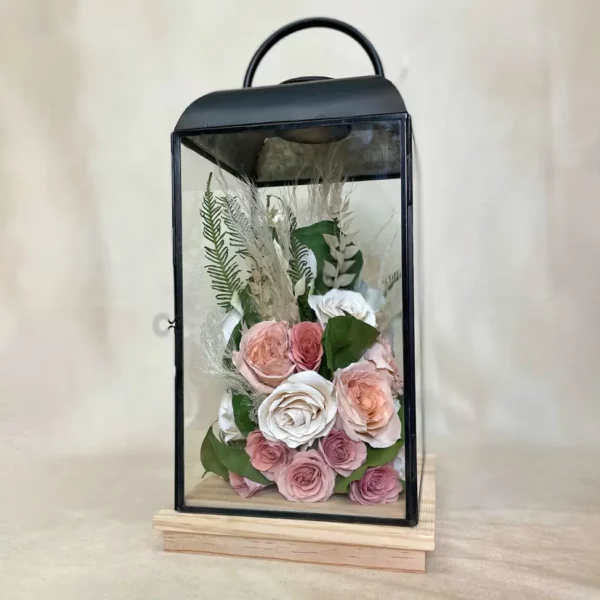 Tabletop Full-Garden Floral Design in Soho Lantern | 8x8x18 - Image 4