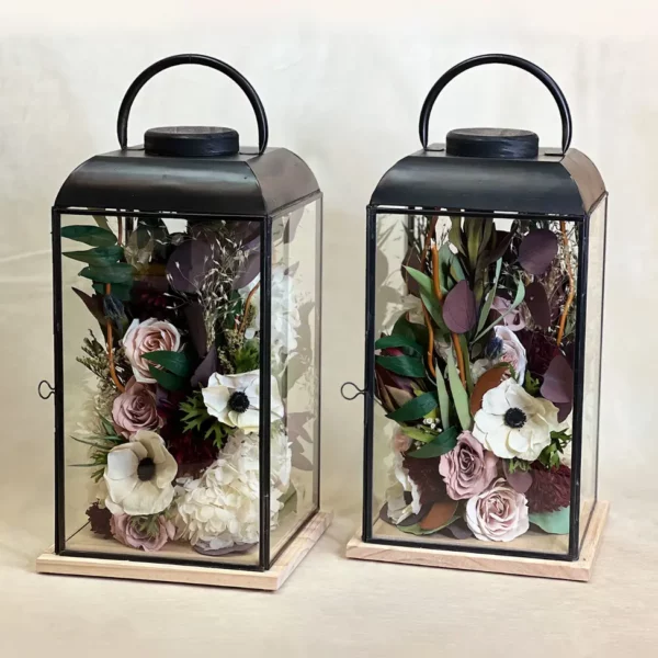 Tabletop Full-Garden Floral Design in Soho Lantern | 8x8x18 - Image 5