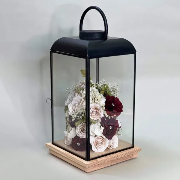 Tabletop Full-Garden Floral Design in Soho Lantern | 8x8x18 - Image 6