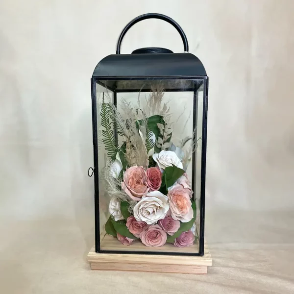 Tabletop Full-Garden Floral Design in Soho Lantern | 8x8x18 - Image 7