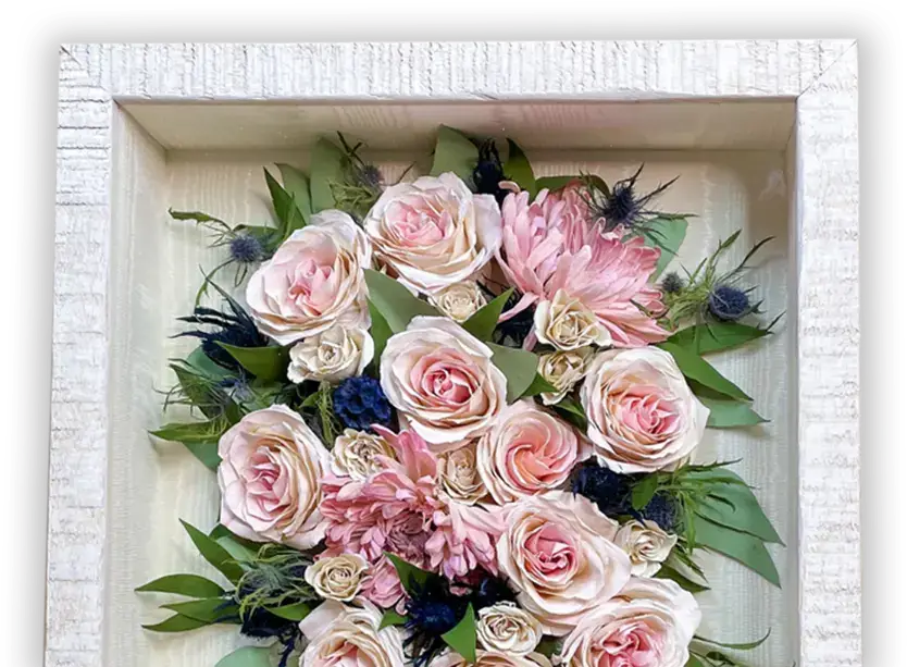 custom shadowbox floral preservation keepsake